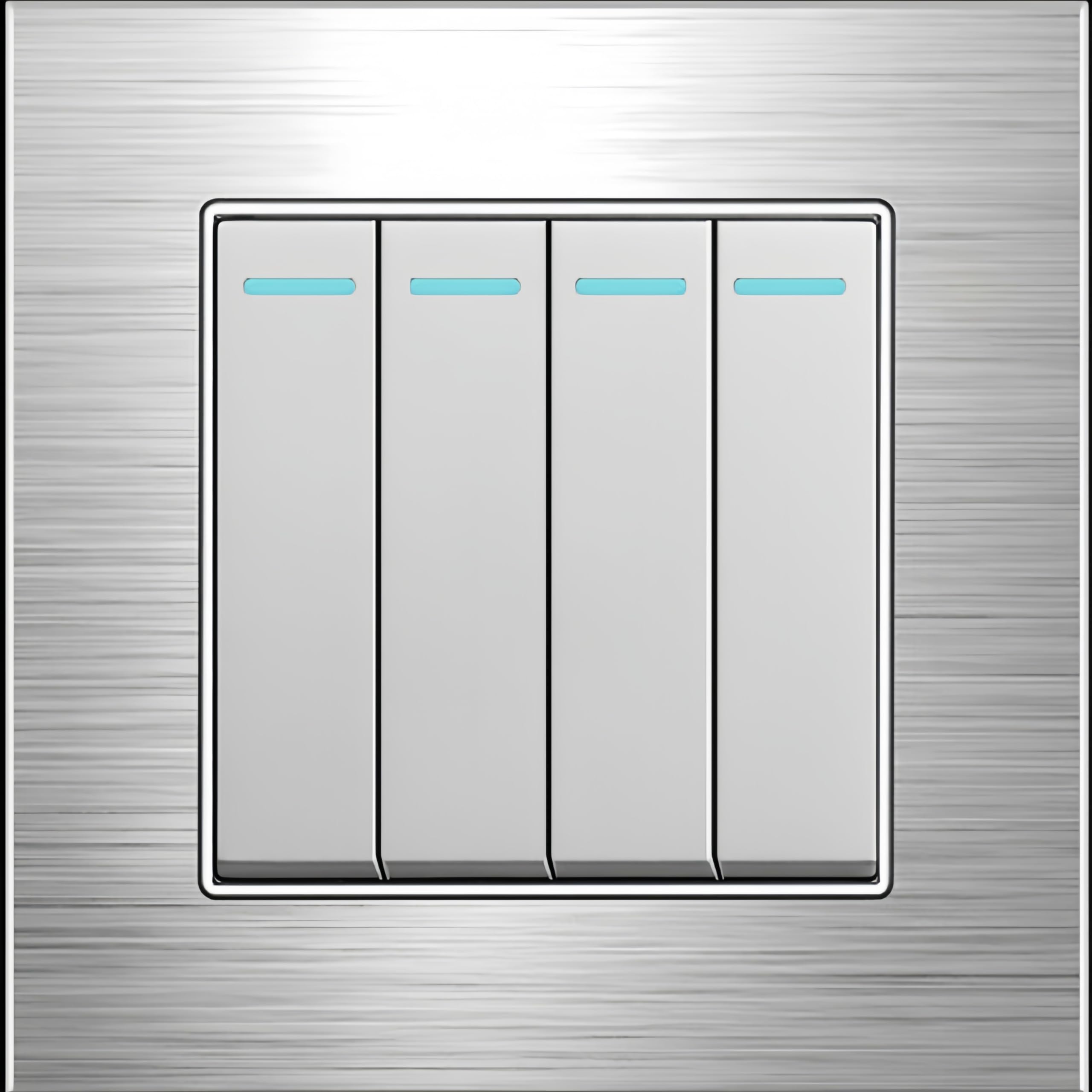 MEI JIA 4 GANG 2 WAY light switch,household light switch for wall, Silver Brushed aluminum alloy panel Modern Power switch, Type 86 electric switch 250V (4 GANG 2 WAY)