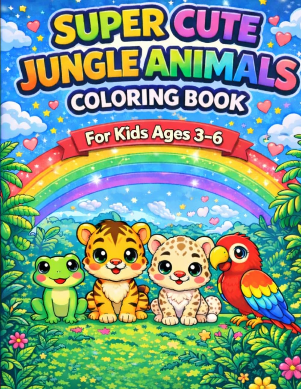 Super Cute Jungle Animals Coloring Book for Kids Ages 3-6: Fun and Easy Coloring Pages with Adorable Jungle Animals for Toddlers and Preschoolers (Super Cute Coloring Books)