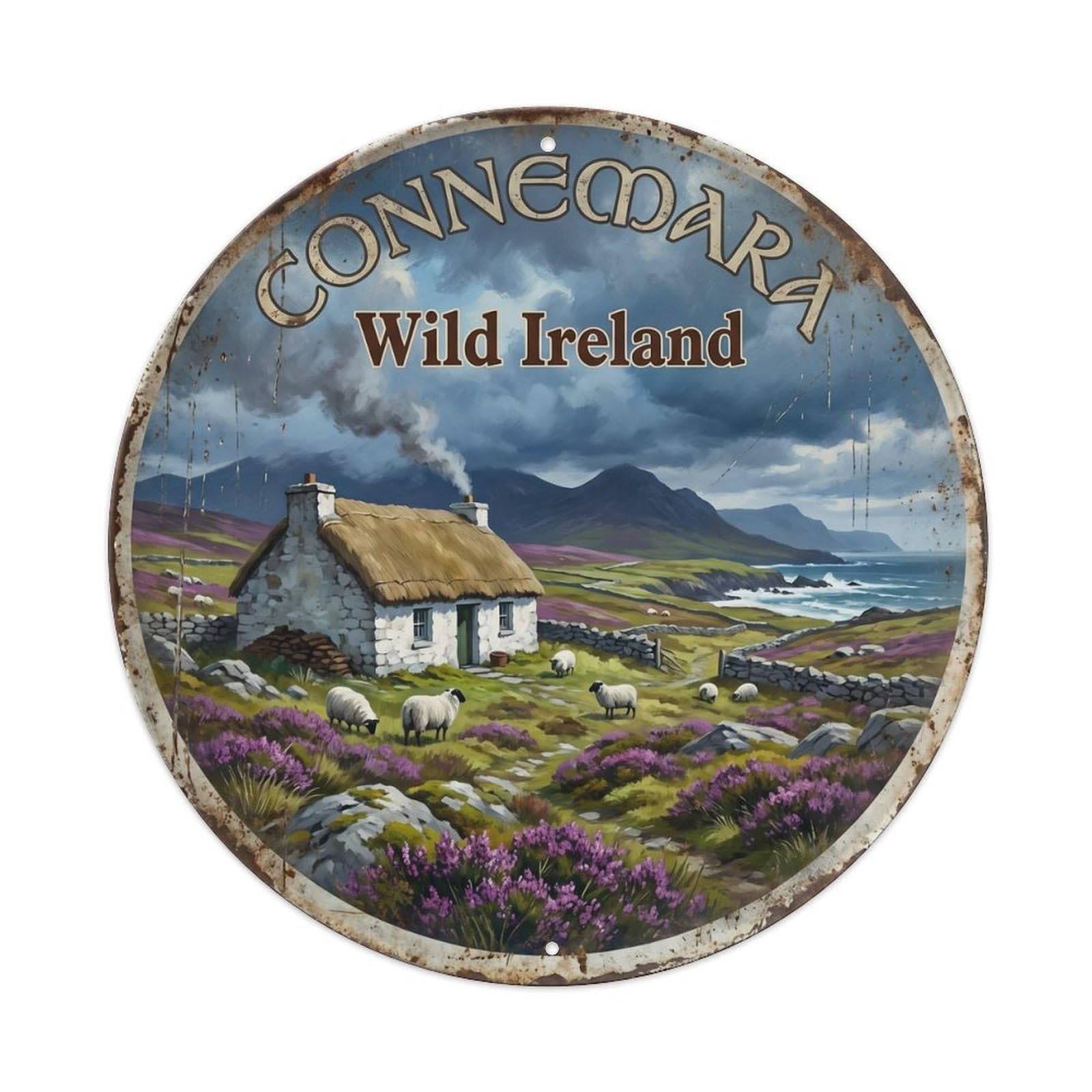 Okahys 8X8inch(20X20cm) Vintage Travel Connemara Moorland Countryside Metal Tin Sign
