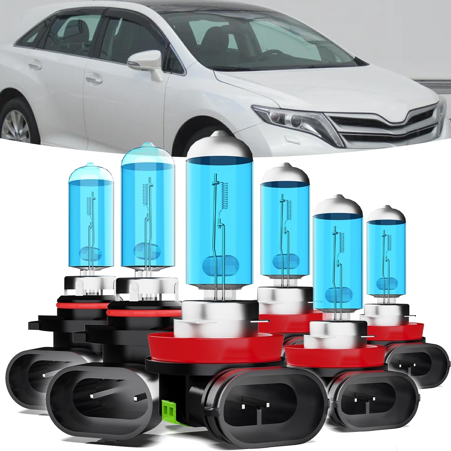 Headlights Fit For Toyota Venza 2009-2016 Halogen Headlight Bulbs,9005/HB3/H10 High Beam+ H11/H8/H9 Low Beam+ h11 Fog Light Combo,Plug And Play,Pack of 6 (Toyota Venza 2009-2016)