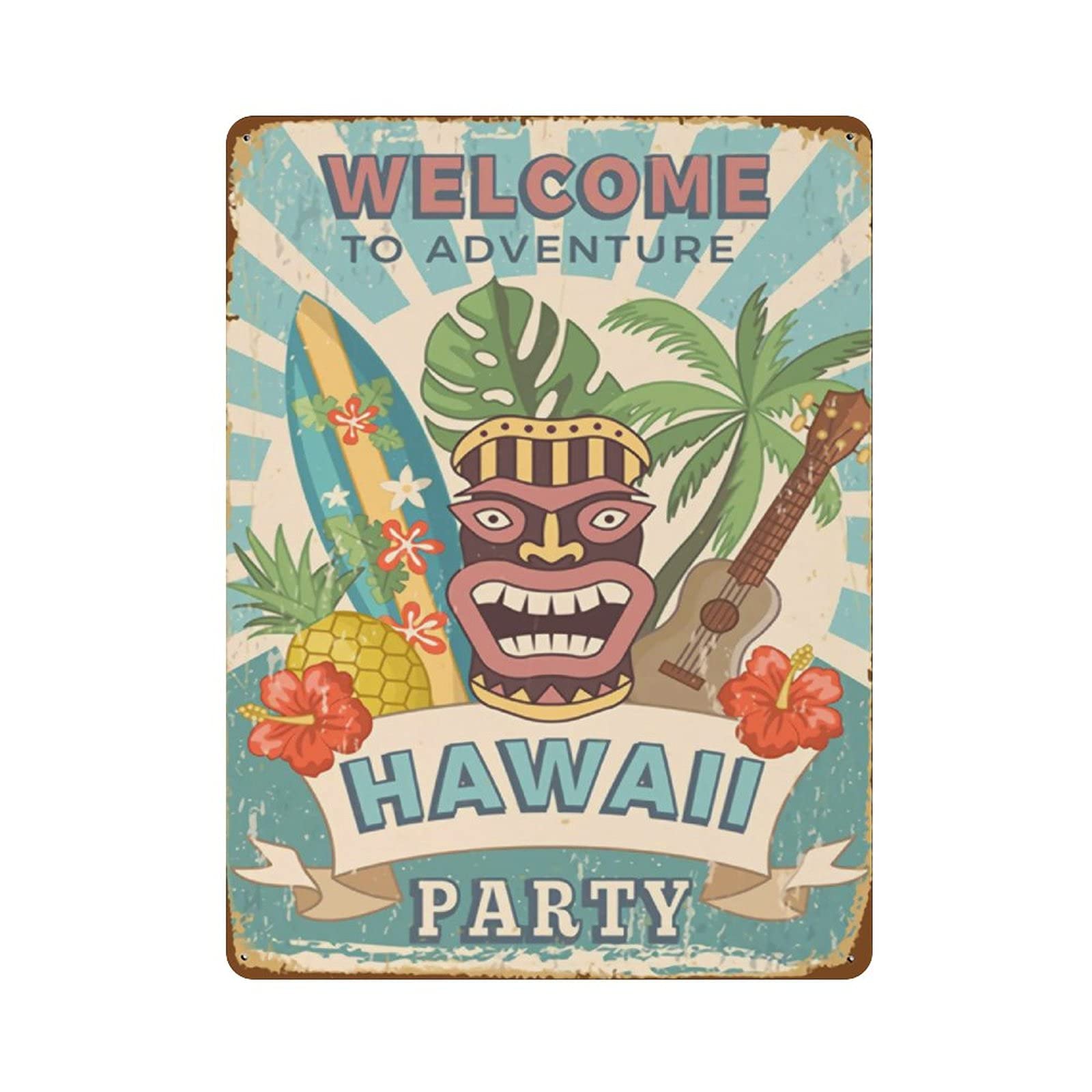 Hawaii Party Metal Signs, Fun Poster For Bar Kitchen Cafe Farmhouse Wall Decor 12x16 inch