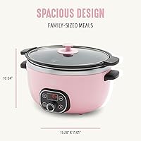 Vista 2 de GreenLife Olla Lenta de 6QT, Olla de Cerámica Antiadherente Libre de PFAS, Recipiente Interior Desmontable, Programable, Apta para Familia, Mantiene