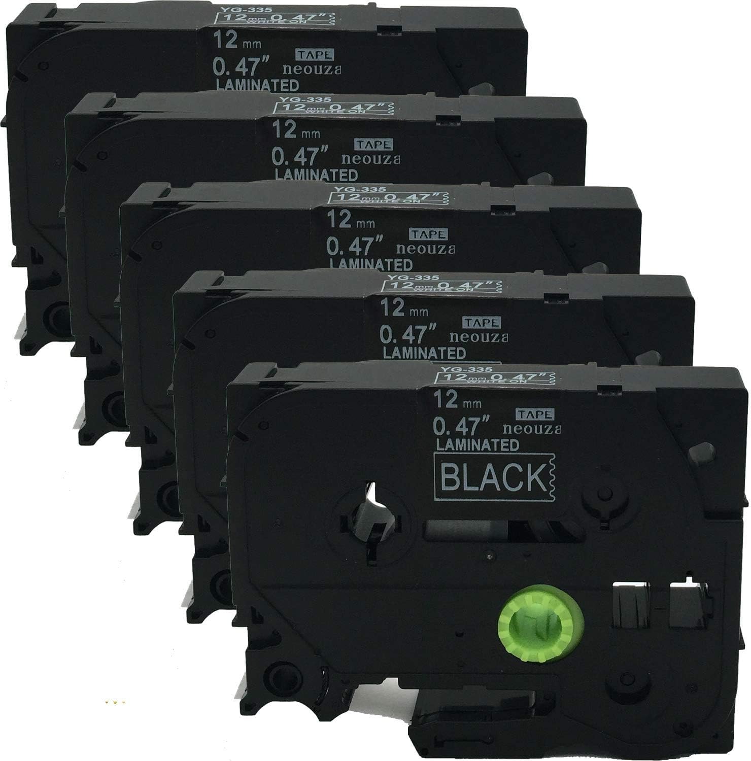 5PK Compatible for Brother P-Touch Laminated Tze Tz Label Tape Cartridge 12mmx8m (TZe-335 White on Black)