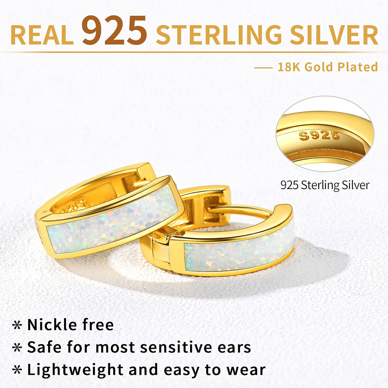 ChicSilver 925 Sterling Silver Cubic Zirconia Small Huggie Hoop Earrings for Women, Diameter 10MM, Silver/Gold Plated/Rose Gold Plated