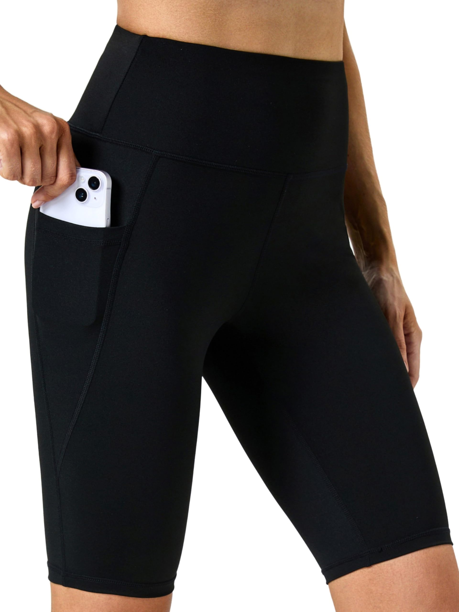 Enjoyoga Kurze Leggings Damen mit Tasche - High Waist Radlerhose Sporthose Laufhose Sport Yoga Shorts für Sommer