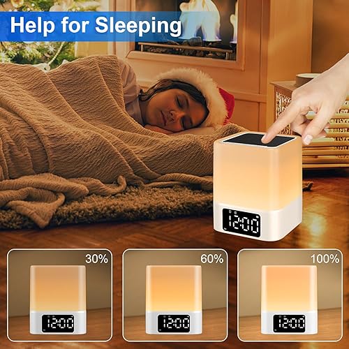 Miniatura 4 de JALL Altavoz Bluetooth con luz nocturna, actualizado 2025 reloj despertador con lámpara de noche multicolor cambiante, las mejores ideas de