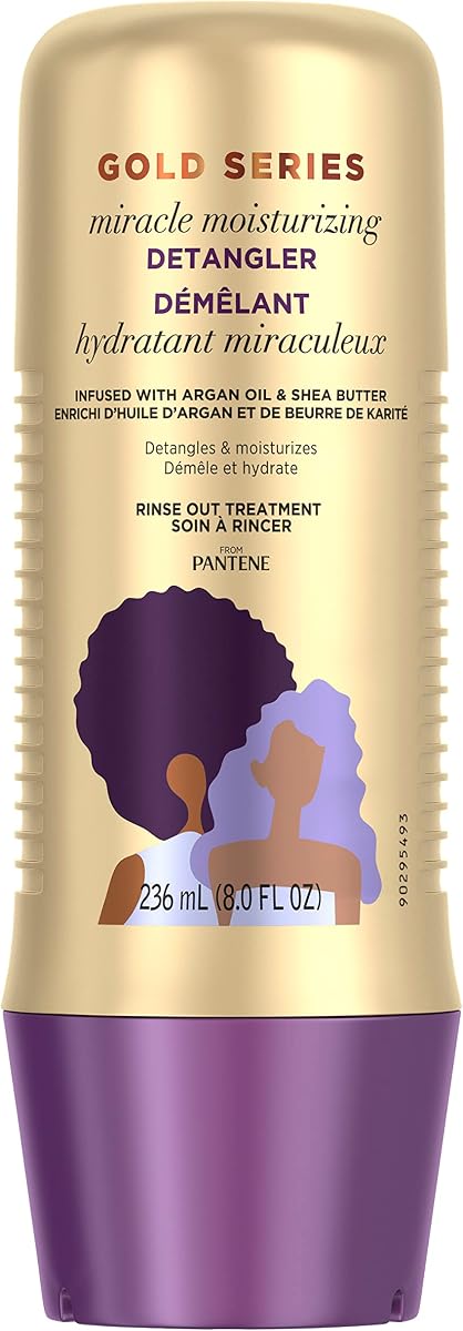 Pantene Gold Series Detangler Treatment for Curly and Coily Hair with Argan Oil and Shea Butter, 8 Fl Oz (Pack of 6)