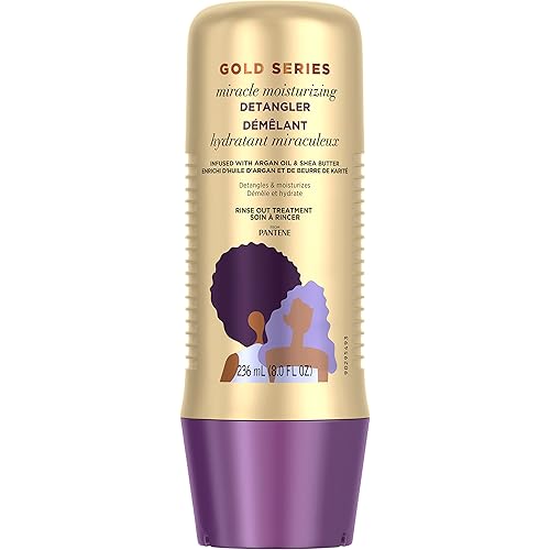 Pantene Gold Series Detangler Treatment for Curly and Coily Hair with Argan Oil and Shea Butter, 8 Fl Oz