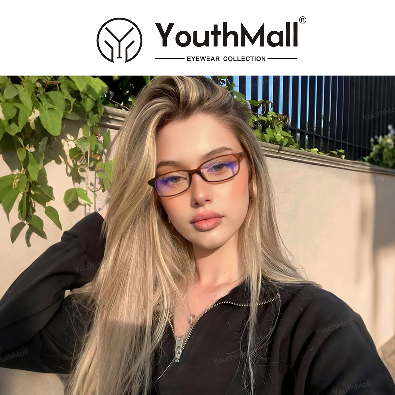 Modische rechteckige Brille für Damen und Herren, blaues Licht, blockierende Brille, schmal, quadratisch, blaues Licht