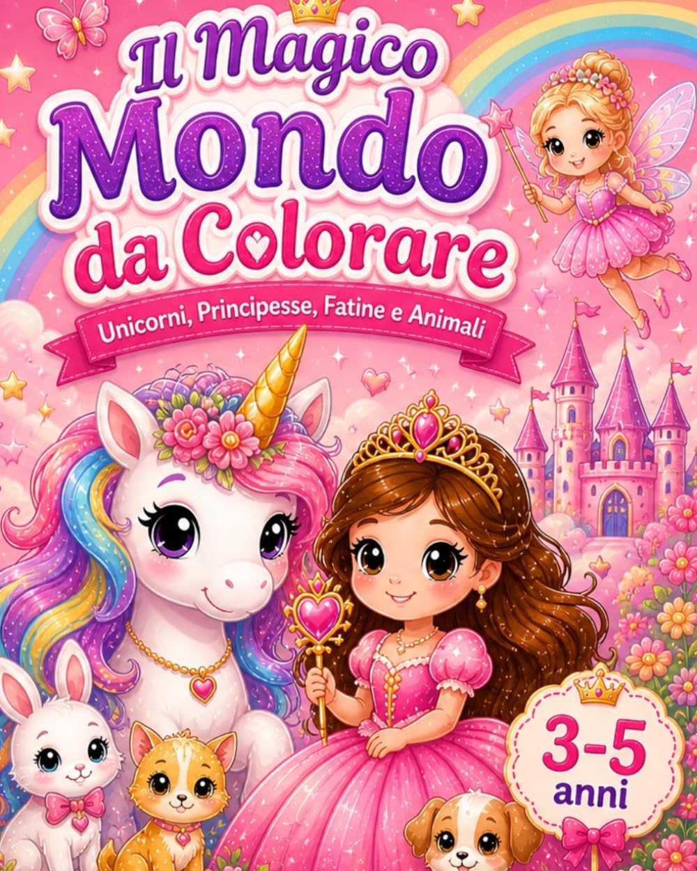 Il mio libro da colorare magico: Un mondo di principesse, unicorni, fatine e animali – Libro da colorare per bambine 3-5 anni