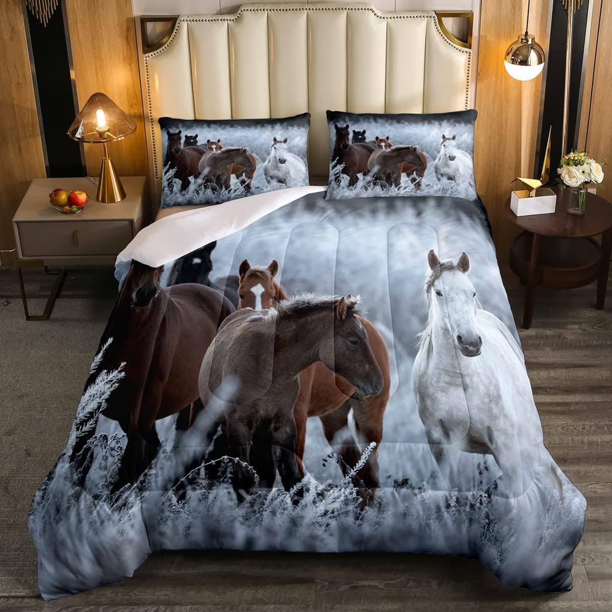 Erosebridal Horse Comforter Set Twin Size, Farm Animal Down Comforter