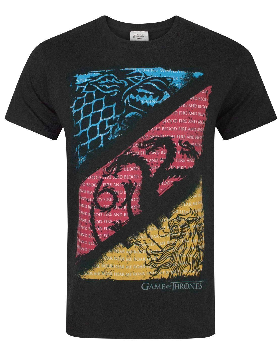Vanilla Underground Game Of Thrones Mens Black House StarkHouse TargaryenHouse Lannister Short Sleeved T-Shirt (Small) from B&Q