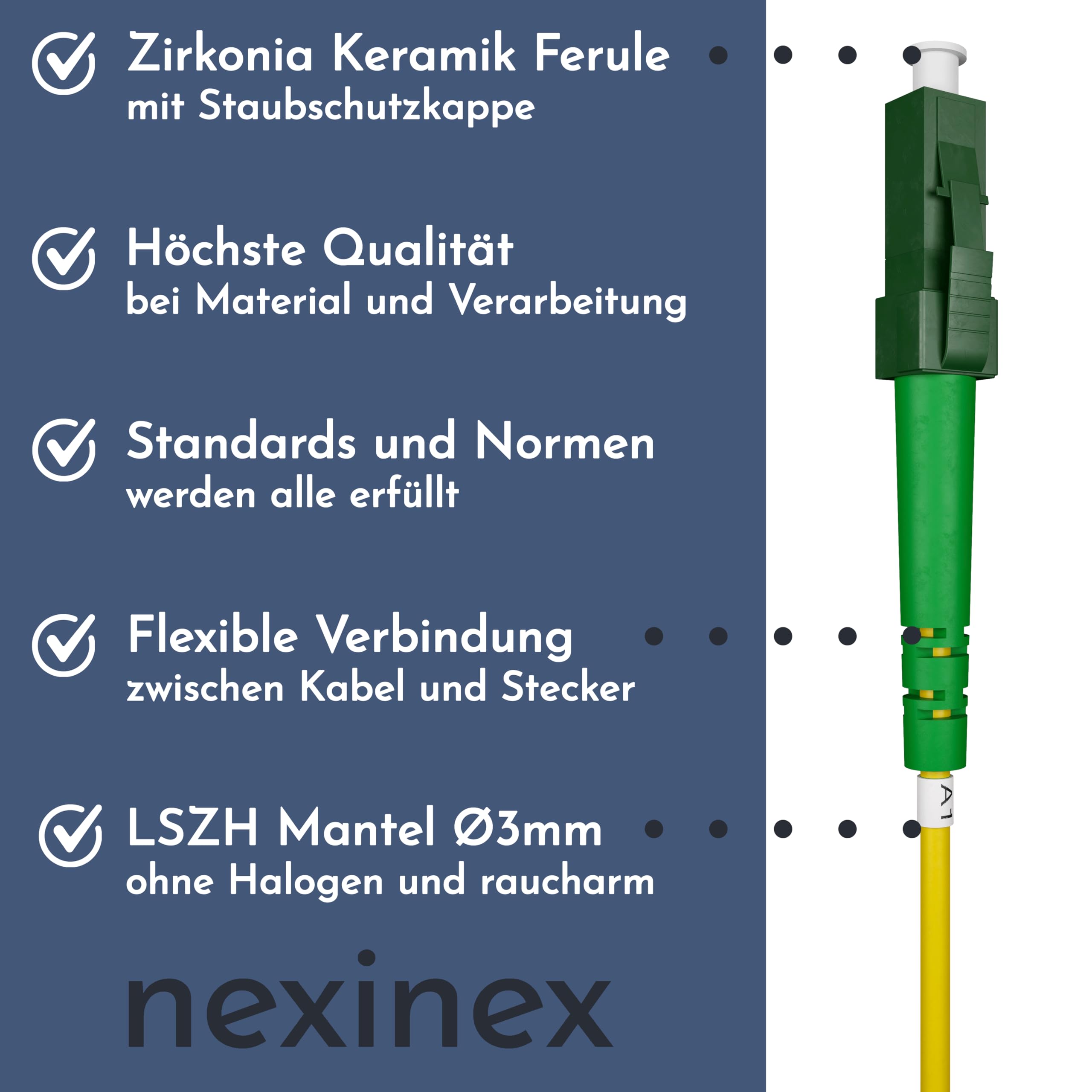 OS2 kabel światłowodowy LC/APC na LC/APC (20 m) | Simplex Singlemode FTTH światłowodowy kabel światłowodowy LC/LC