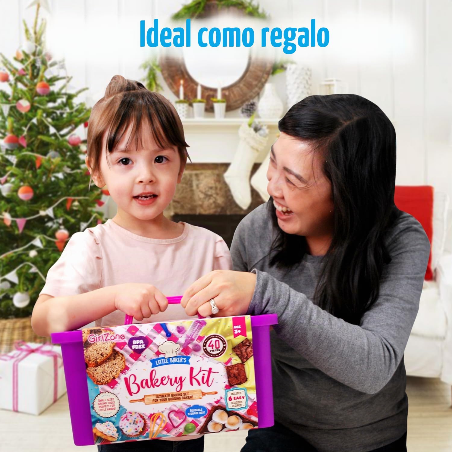 GirlZone Regalos para Niñas Set Pequeños Reposteros, 40 Piezas en un Set con Utensilios Cocina Juguete para Niños, Delantal y Recetas para Hacer Deliciosos Dulces