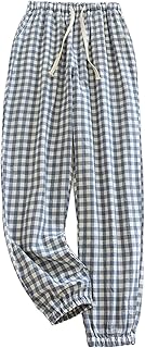 2025 Primavera/Verano Pantalones de Pijama a Cuadros Pantalones de Mujer Pantalones de Mujer Ropa Exterior Grande Holgada y Cómodo Hogar Furnishings Pantalones de Casa de Dibujos Animados Pantalones