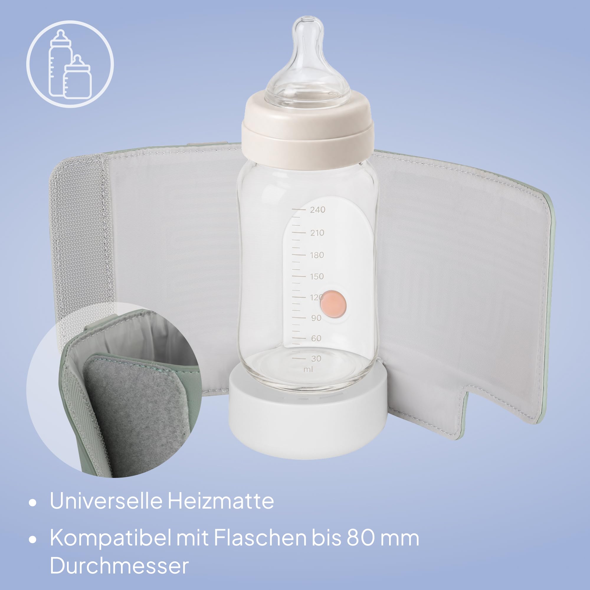 LIONELO Thermup Go Evo Tragbarer Babyflaschenwärmer hält Flüssigkeiten warm | 5 Betriebstemperaturen von 38 bis 50o C, USB-C Aufladung, bis zu 9 Stunden Betrieb, LCD Display