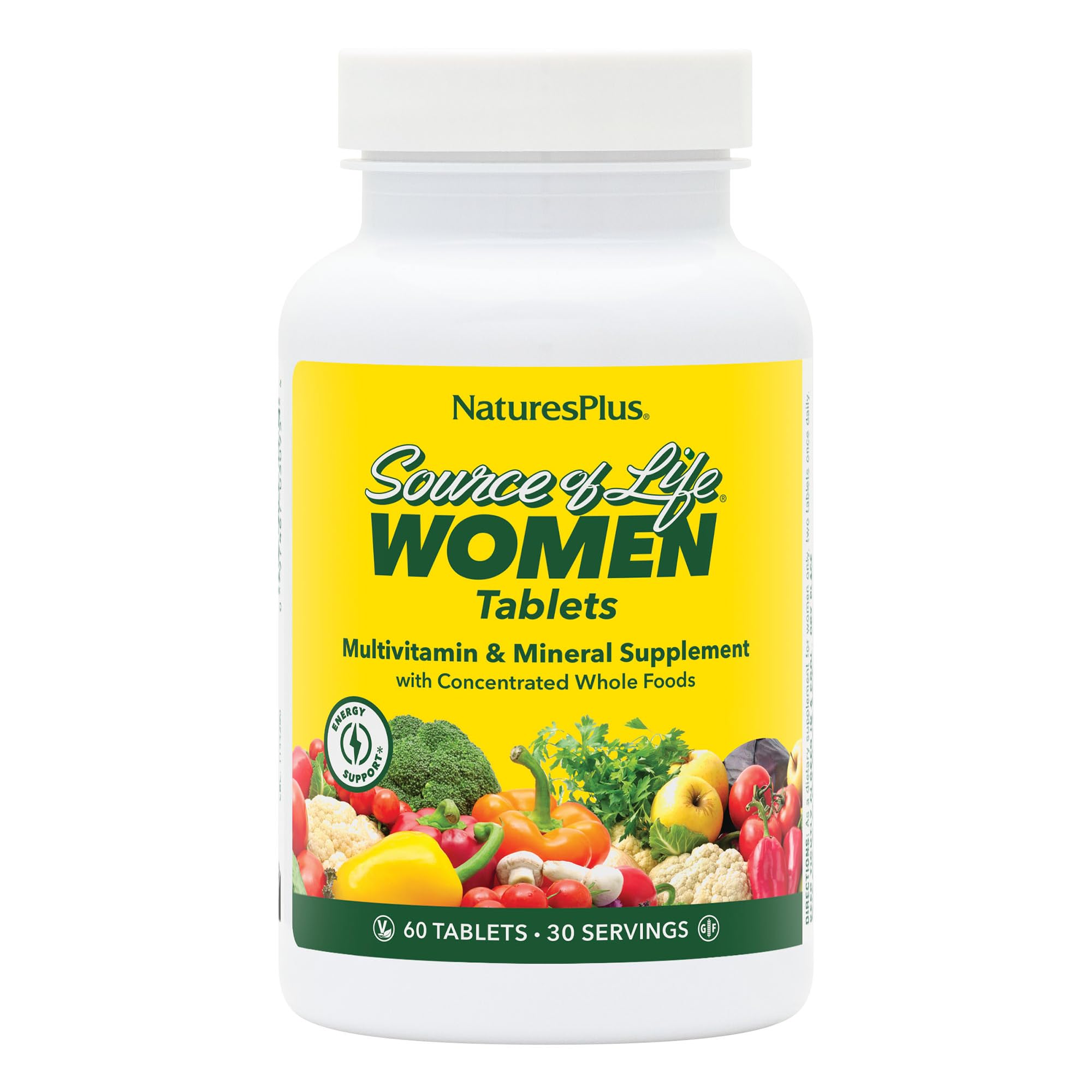 Natures Plus Source of Life Women - 60 Vegetarian Tablets - Whole Food Multivitamin and Mineral Supplement for Overall Health & Energy - Gluten-Free - 30 Servings