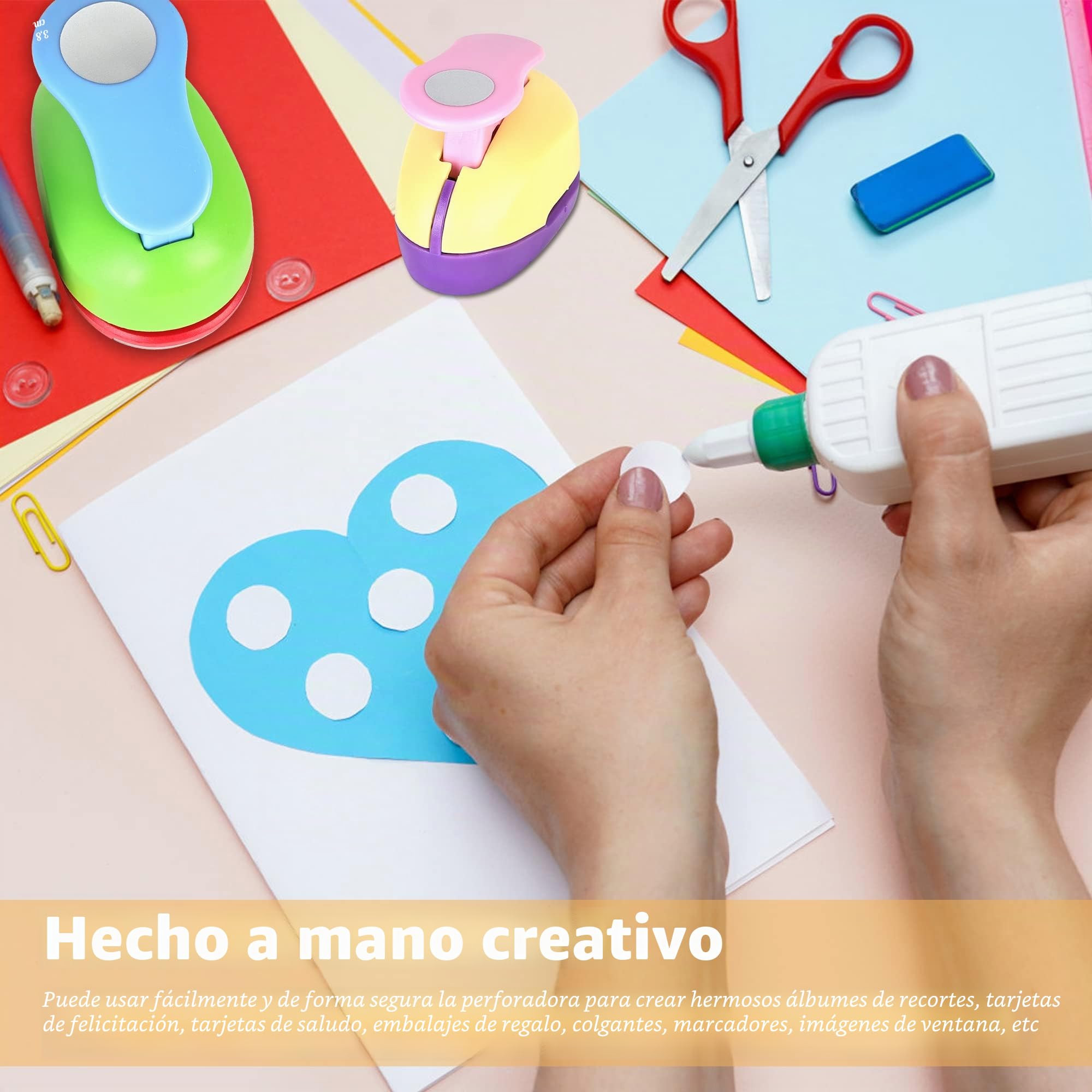 Perforadora redonda de papel para niños: 4 piezas perforadoras de papel, perforadora de círculo, juego de perforadoras grandes para manualidades, álbum de fotos, 25 mm, 38 mm)