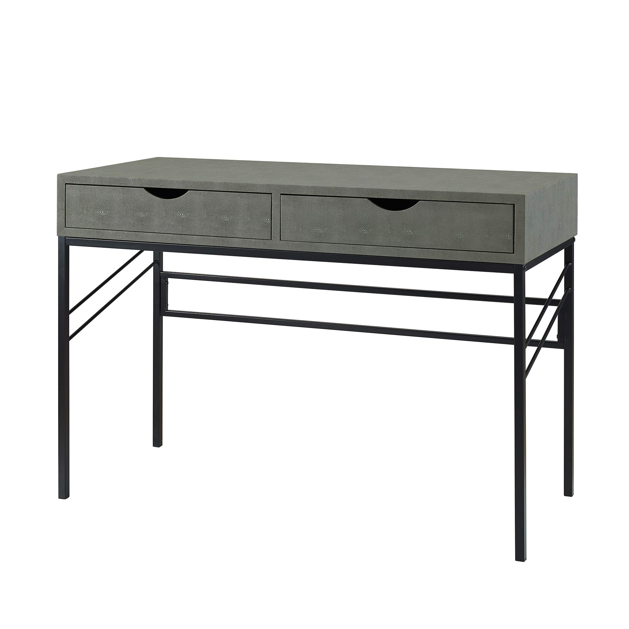 Walker Edison 2 Drawer Modern Wood and Metal Computer Writing Desk Home Office Workstation Small, 44 Inch, Grey