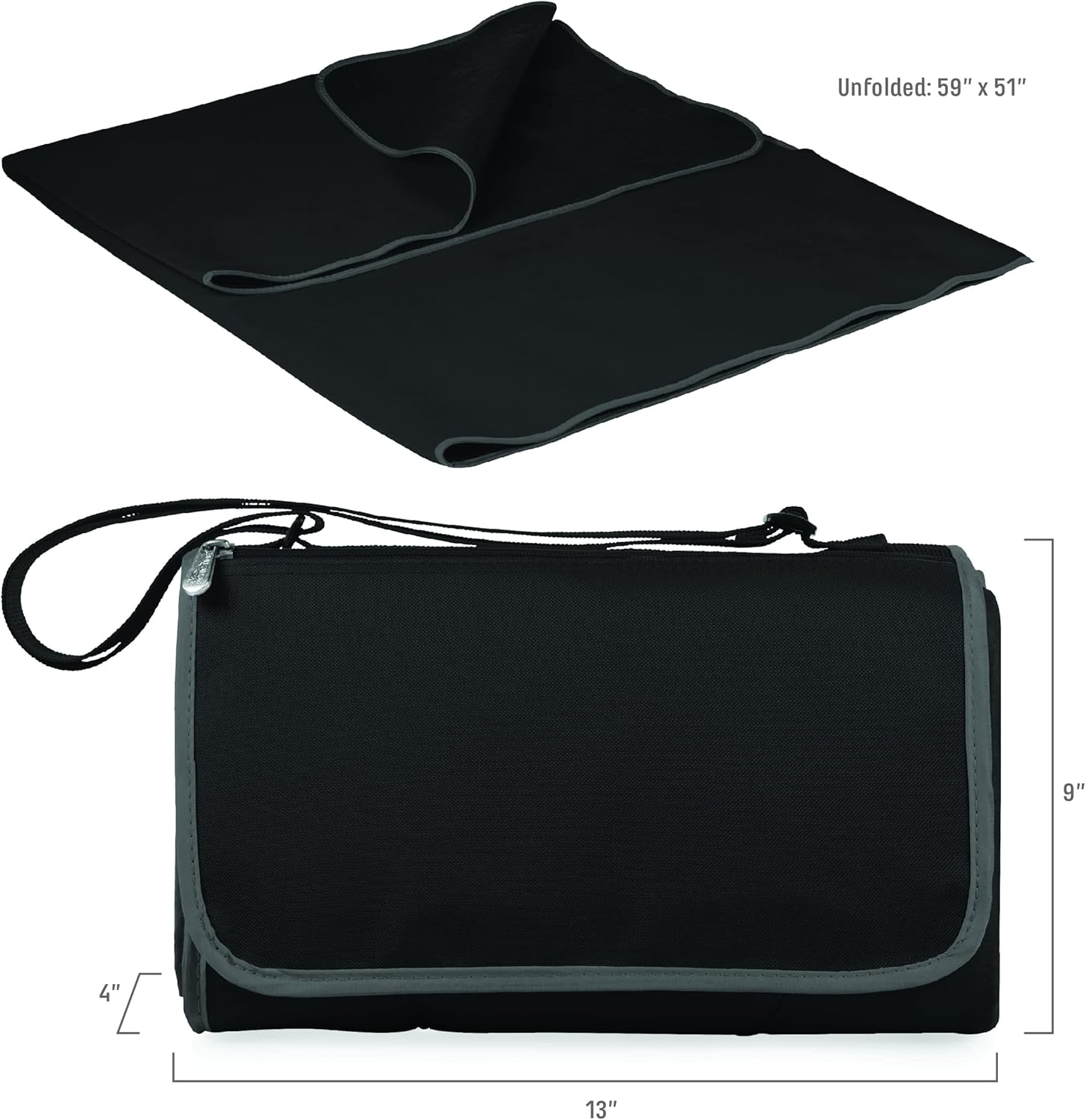 PICNIC TIME NFL New York Giants Blanket Tote Outdoor Picnic Blanket - Beach Blanket - Camping Blanket, (Black with Black Exterior)