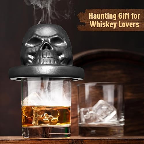 Miniatura 2 de Kit de ahumador de cóctel, iTayga Ceramics Skull Smoker Top para cócteles, whisky, bebidas, bourbon, como idea de regalo de cumpleaños para él,