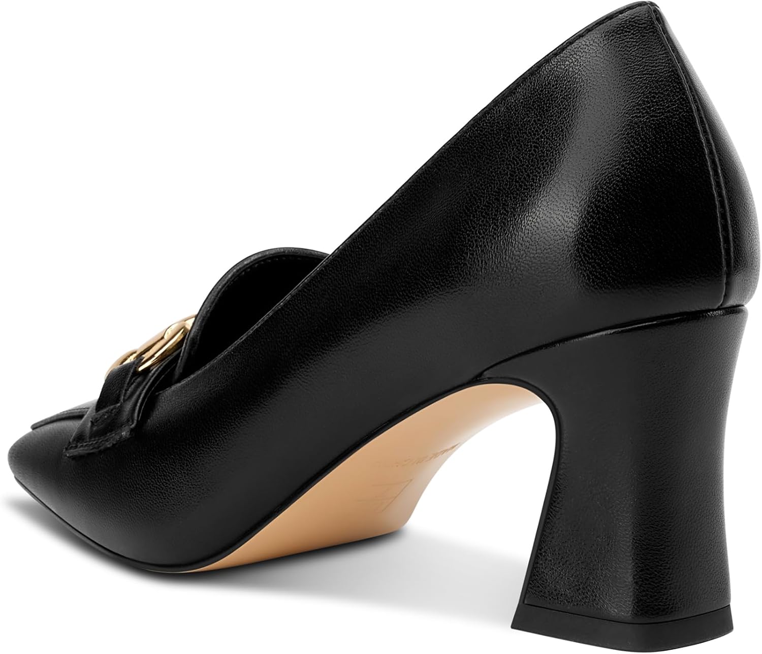 DearOnly Heeled Loafers for Women Square Toe Chunky Block Mid Heel Pumps Slip-on Metal Chain Work Office Dress Shoes 2.8 Inches Heels - Image 5