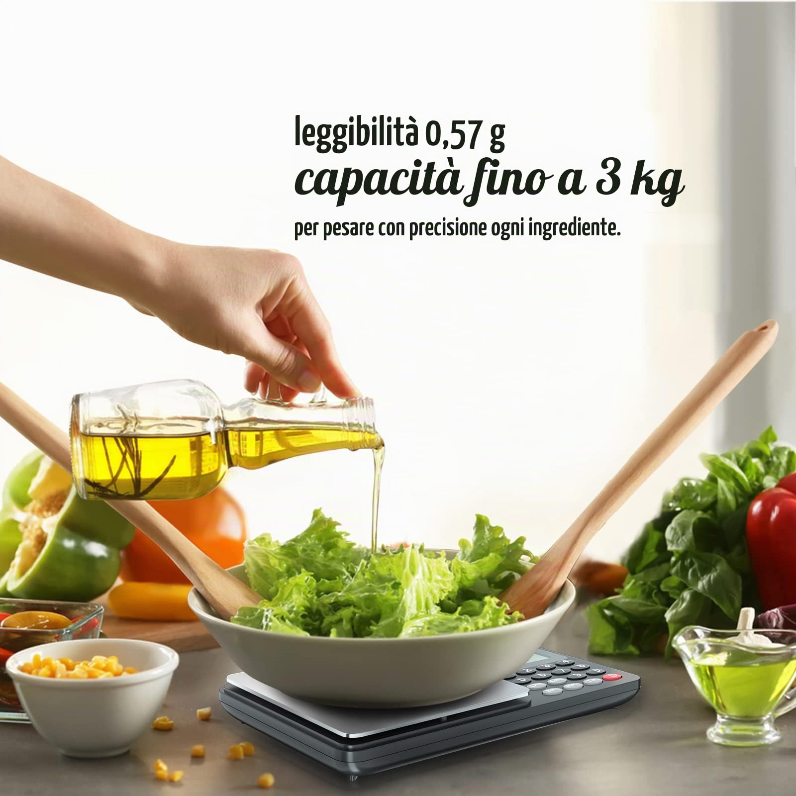 Fuzion Bilancia alimentare nutrizionale, bilancia digitale per la perdita di peso, calcolo dei fattori alimentari, macro, calorie, preparazione dei pasti, controllo delle porzioni, acciaio