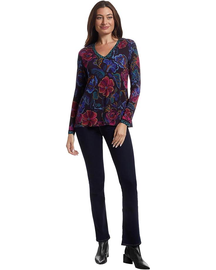 Johnny Was The Janie Favorite Long Sleeve V-neck Swing Tee- A - #5 of 5