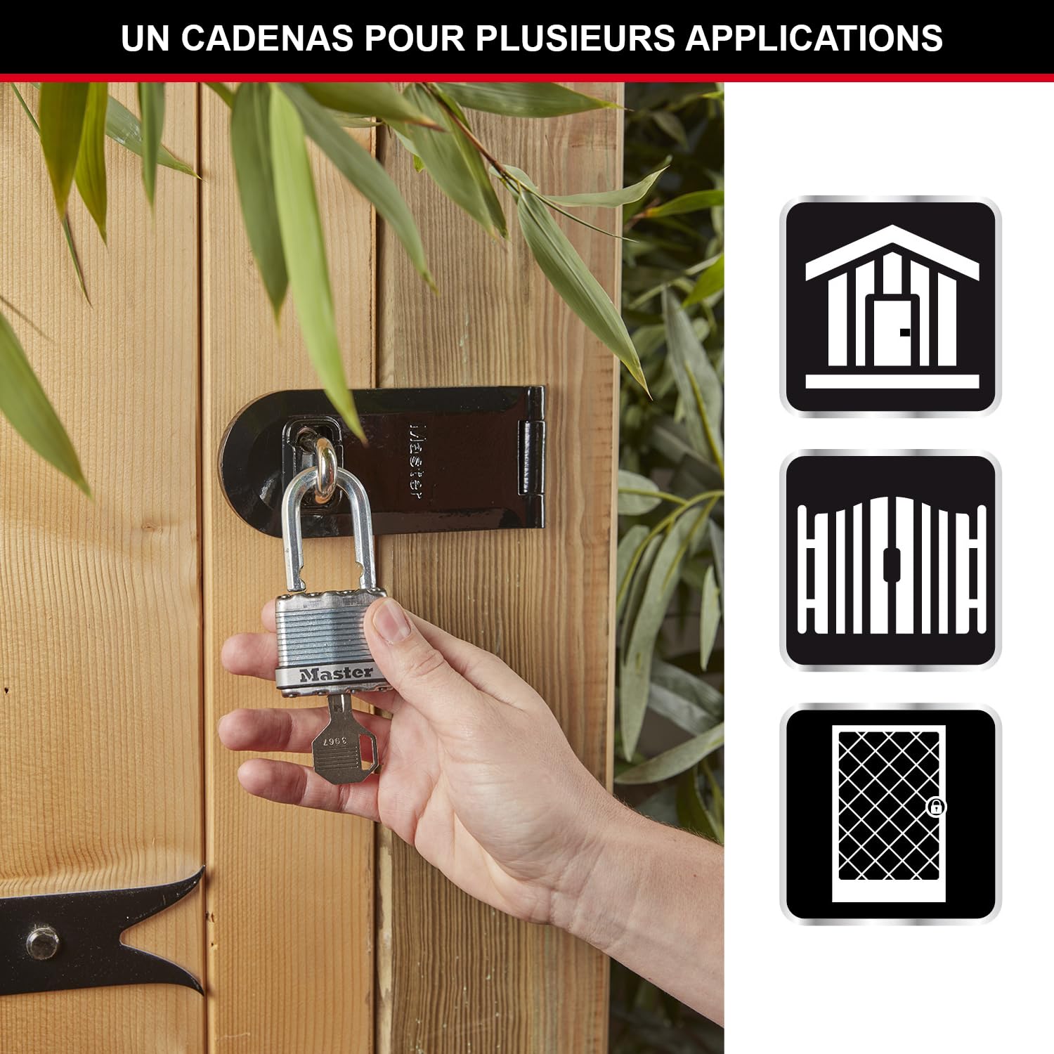 MASTER LOCK Cadenas Haute Sécurité [A Clé] [Acier Laminé] [Extérieur] [Pack de 3] M1EURTRI - Idéal pour les remises, les garages, les clôtures et les portails