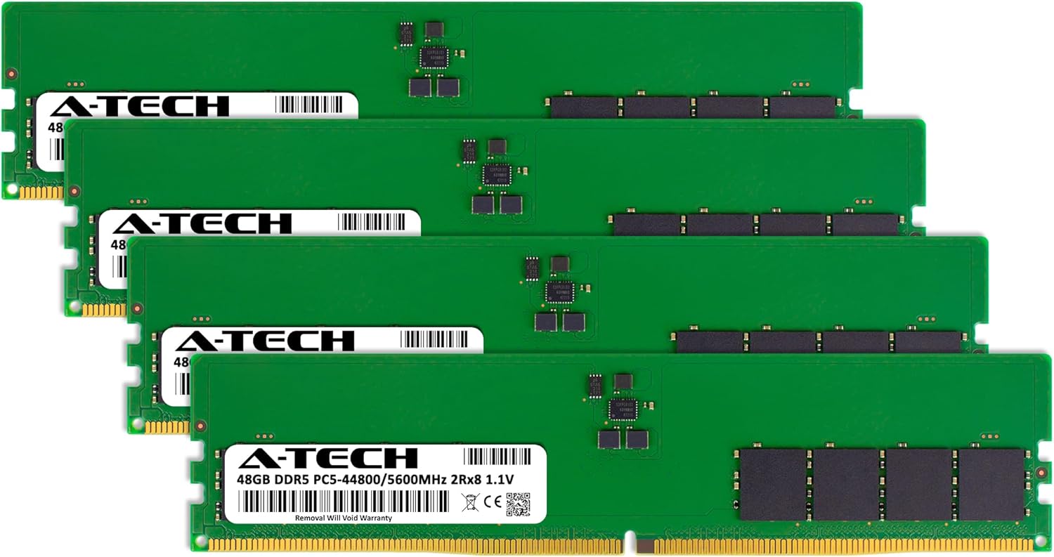 A-Tech 192GB Kit (4x48GB) RAM for ASUS ROG G700 (2025) GM700, GM700TZ Gaming Desktop | DDR5 5600MHz PC5-44800 DIMM 2Rx8 1.1V 288-Pin Non-ECC UDIMM Memory Upgrade