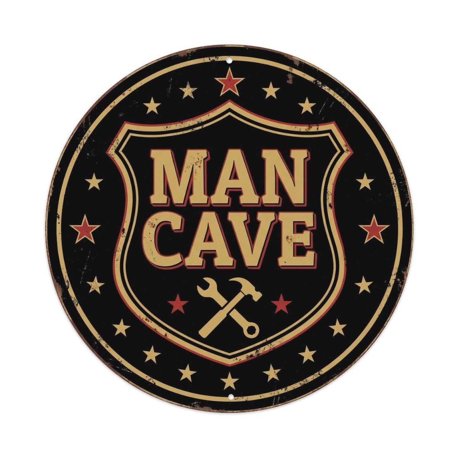 Garage Workshop Tools Mechanic Humor Tool Label Rustic Metal Tin Sign Plaque Wall Decor for Cafe, Man Cave, Club Bar, Office, Home Garden Round Metal Poster 8x8Inch