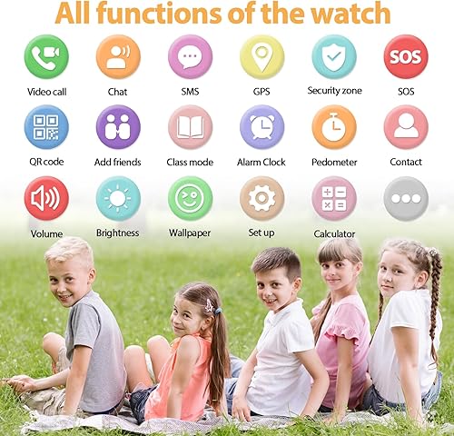 Miniatura 6 de AXYWINBO Reloj Inteligente para Niños y Niñas 4g GPS Llamada Texto - Reloj Inteligente para Niños Juego Cámara Podómetro Despertador Calculadora -