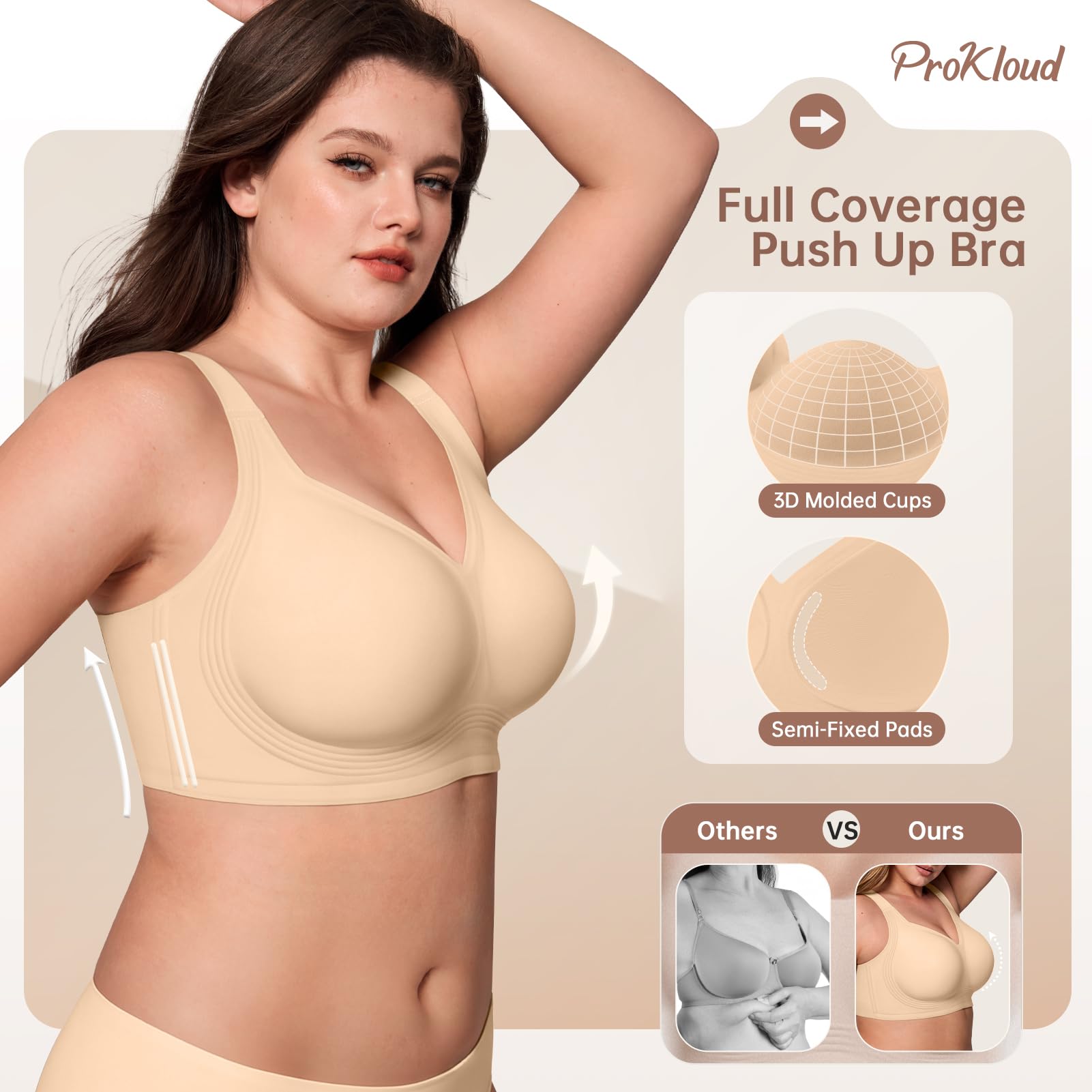 Jelly Bras for Women No Underwire Wireless Bra with Support and Lift Full Coverage Plus Size Seamless Comfy Bra