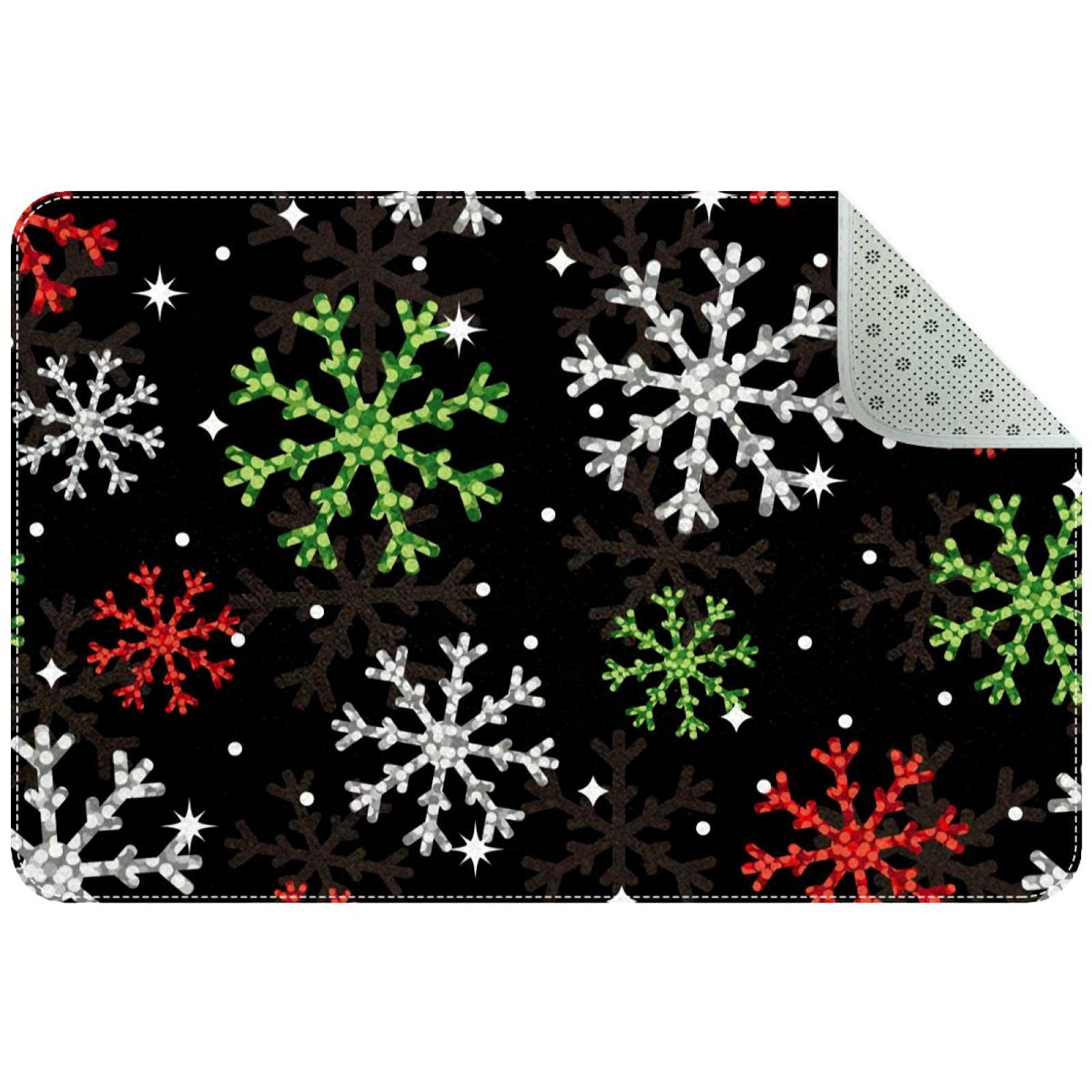 Paillasson antidérapant pour entrée tapis de Noël flocon durable