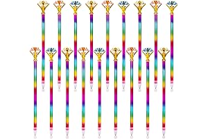 Colorfully Dazzling: Wusteg 18-Piece Rainbow Diamond Ballpoint Pens with Exquisite Crystal Embellishments