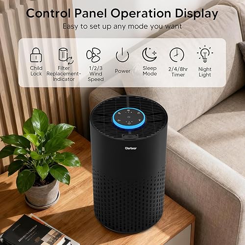 Miniatura 8 de Purificadores de aire para dormitorio del hogar de hasta 1250 pies cuadrados - Purificador de aire HEPA H14 con aroma y modo de sueño, purificador