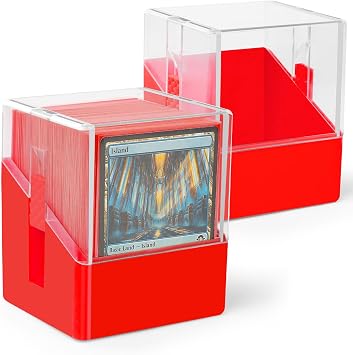 2 Pack Card Deck Boxes for 2 sets of MTG Commander Deck Or 400+ PTCG/OCG Sleeveless Cards. - Trading Card Organizer Box Sets for 200+ Single-Sleeved Card.Red, 2 Pack
