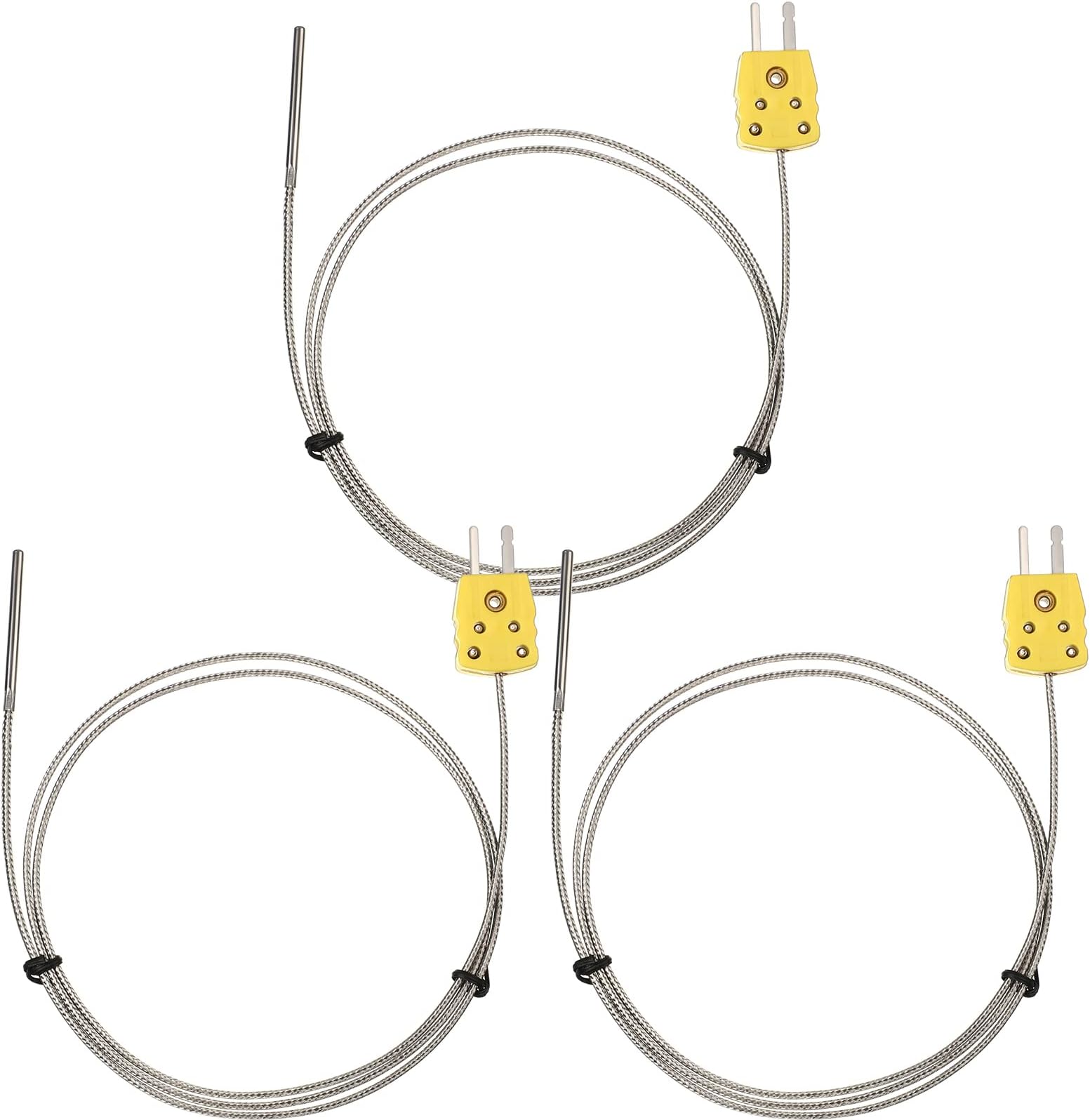 Type K Thermocouple Probe Tl1004 K Type Sensor Probes Metal Mini Connector Temperature Sensor for Meter in Temperature Range from 0 to 500 Celsius(3 Pcs)
