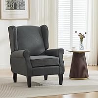 Vista 19 de Silla de Acento, sillas modernas de sala de estar con respaldo alado, cómodo sofá individual tapizado con respaldo alto para dormitorio, sillón