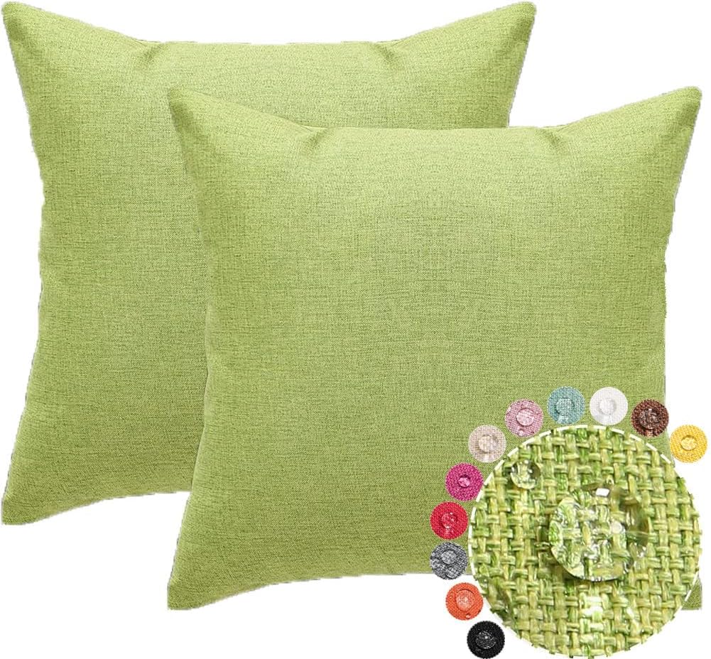 OTOSTAR Pack of 2 Outdoor Waterproof Decorative Pillow Covers 18x18 Inch Square Garden Throw Pillow Covers Outdoor Pillow Cases Cushion Case Patio Pillows for Couch Tent Sofa Furniture Decor (Green)