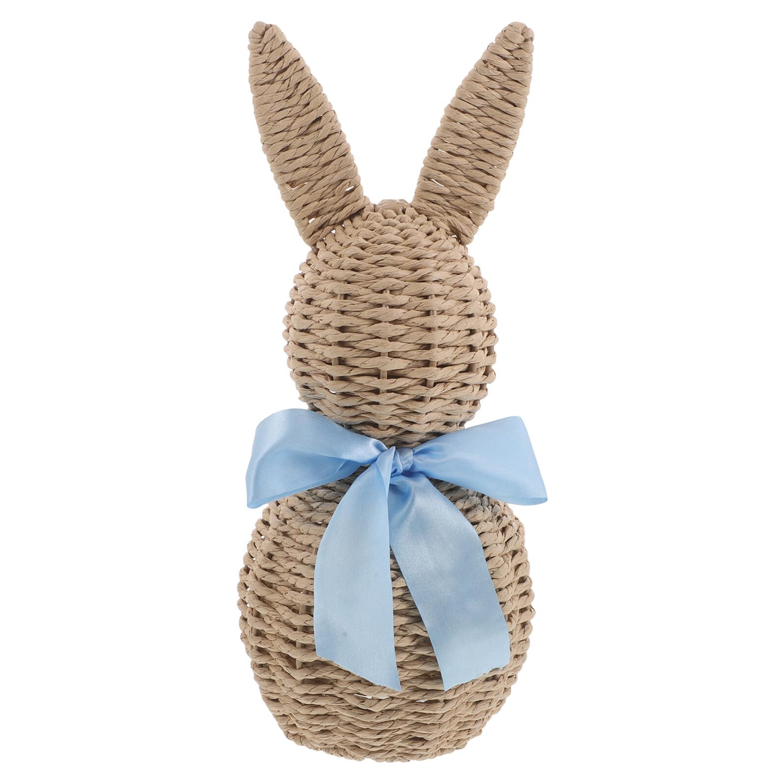 Amosfun Coniglietto Pasquale Intrecciato a Mano in Stile Fattoria, Decorazione Primaverile Blu, Centrotavola Leggero per Festa di Pasqua, Ornamento Rustico da Tavolo