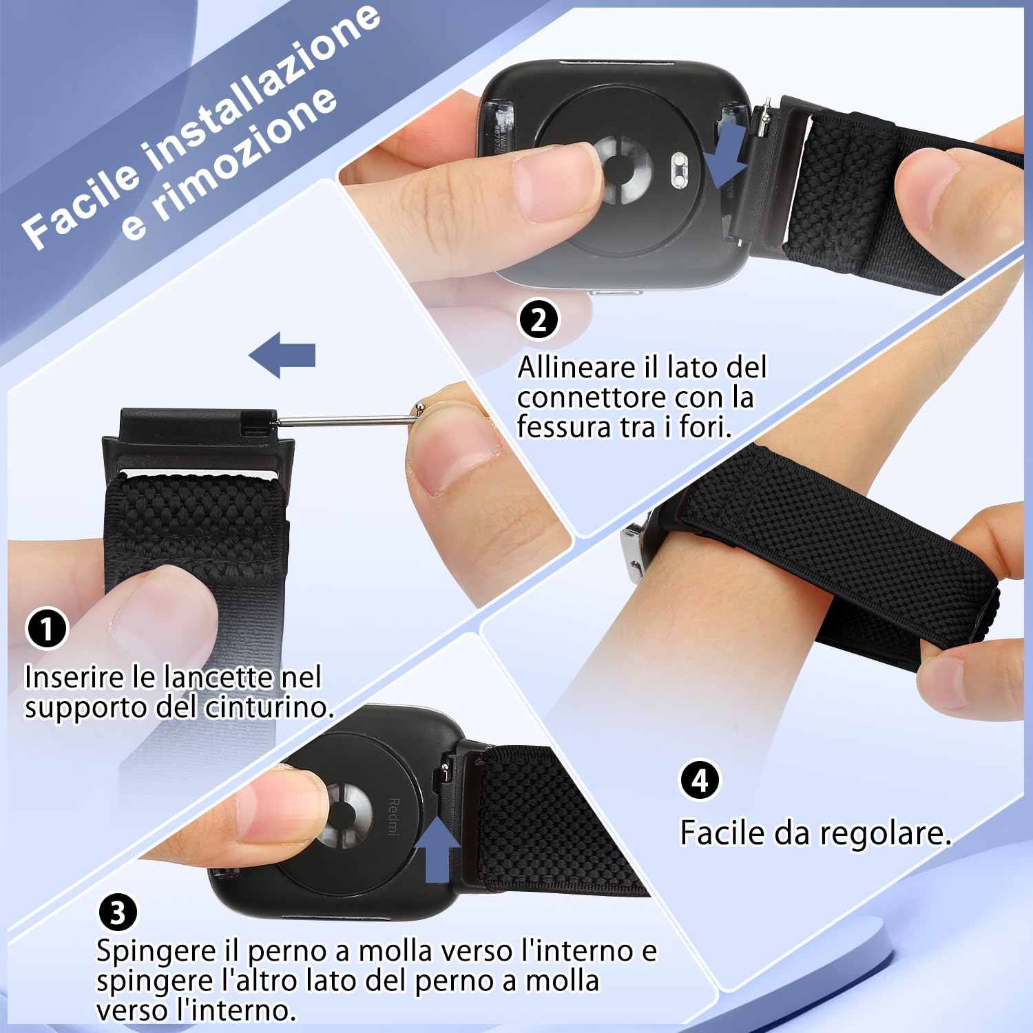 SHIJZWD Fascia elastica per orologio compatibile con Xiaomi Redmi Watch 3 Active, cinturino di ricambio in nylon per orologio sportivo compatibile con Xiaomi Redmi Watch 3 Active