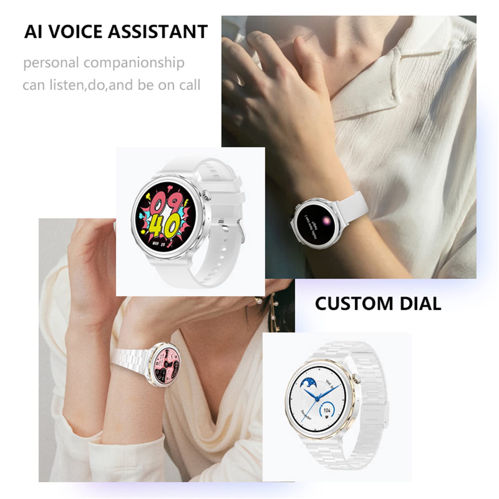 FORSINING Smart Watch, fitness tracker con cardiofrequenzimetro e monitoraggio del sonno, risposta/effettuare chiamate, NFC, orologio da banco da uomo e donna, argento