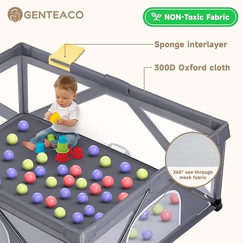 Miniatura 3 de Corralito plegable para bebés, corralito de juego extra grande para bebés y niños pequeños, patio de juegos portátil de seguridad para niños en