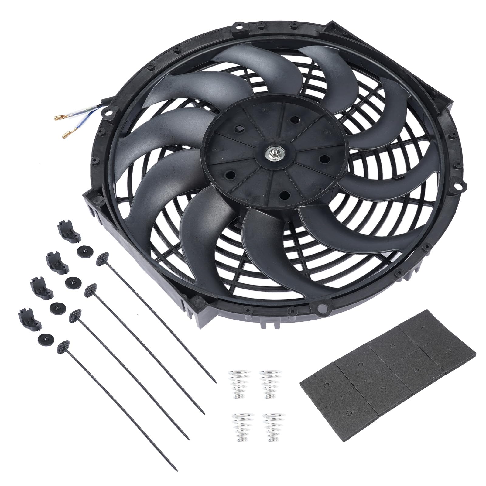 12''12 V 80 W Ventola Radiatore Auto Motore Ventilatore Elettrico Ventola Slim con Kit di Montaggio per Auto Camion Universale 3 Poli Hopzty