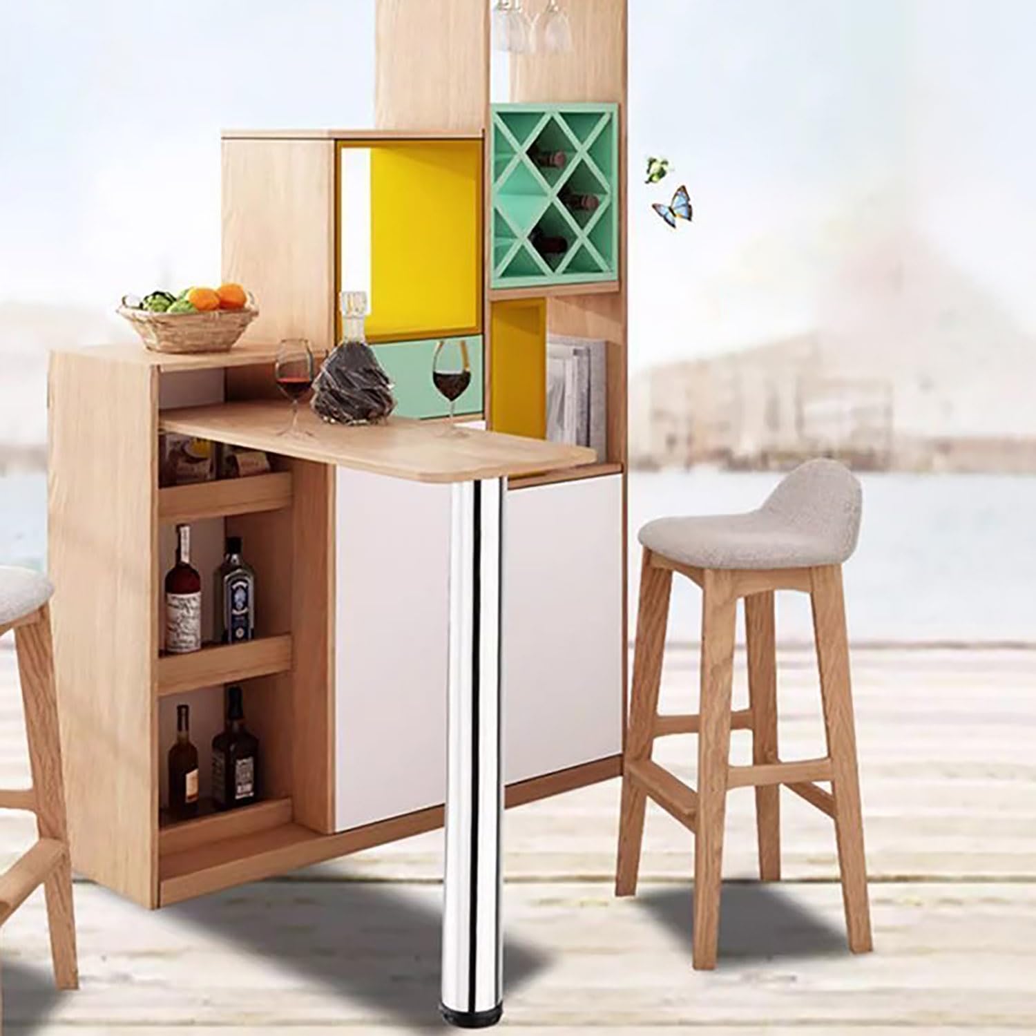 1 Pata de Mueble de Acero Inoxidable Regulable en Altura, Adecuada para Patas de Mesa, encimeras, mostradores y Patas de armarios de Apoyo.