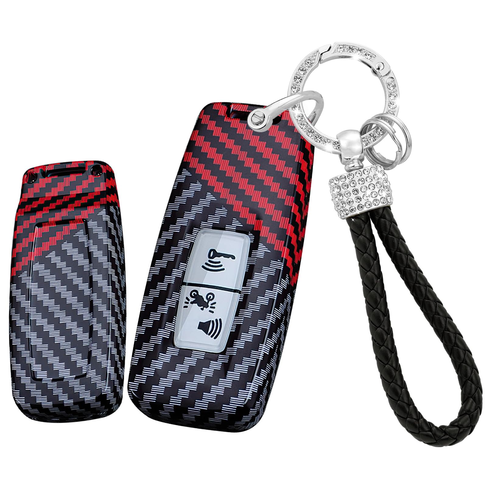 3 Buttons Smart Motorcycle Key Fob Cover with Keychain Fit for Honda Key Shell Case Fit for Honda PCX125 PCX160 Vision SH350 ADV150 ADV160 ADV350 NSS350 VARIO160 Key Sleeve Key Holder-D Red