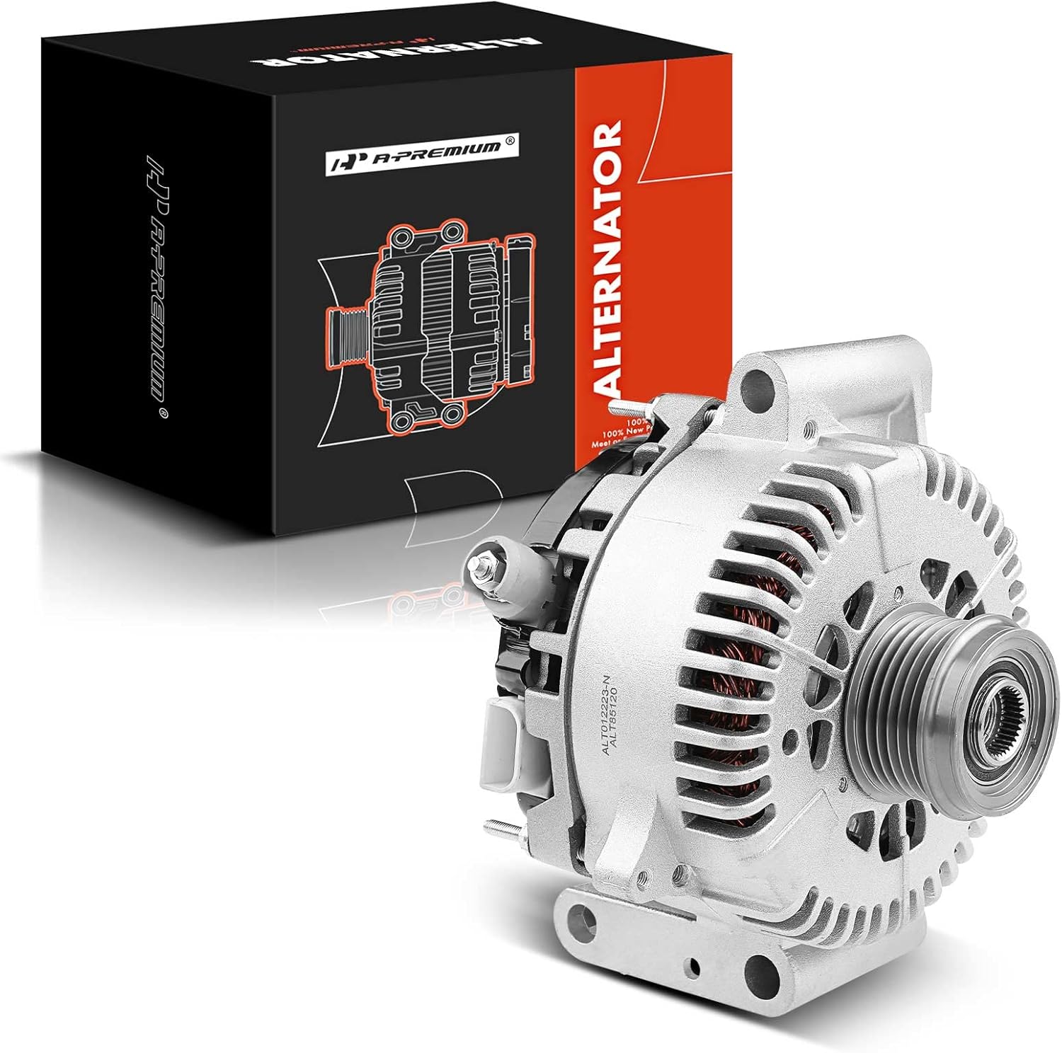 A-Premium Alternator Compatible with Ford Focus 2005 2006 2007 L4 2.0L 2.3L, 120Amp 12V Clockwise 6-Groove Clutch Pulley, Replace# 5S4T-10300-DA, 5S4T-10300-DB, 5S4Z-10346-DB, 5S4TDA