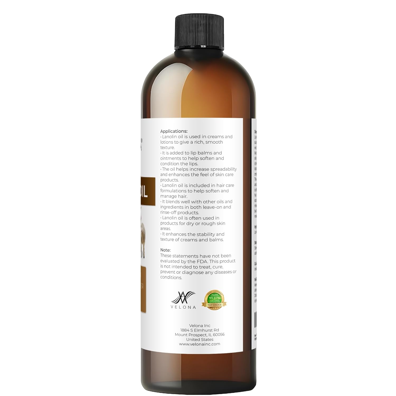 velona Lanolin Oil USP Grade 32 fl oz | 100% Pure and Natural Carrier Oil | Refined, Cold pressed | Skin, Hair, Body & Face Moisturizing | Use Today - Enjoy Results