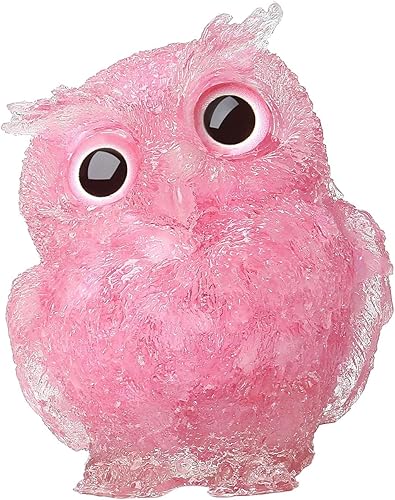 Estatua de búho de cuarzo rosa de 2.4 pulgadas, cristal curativo natural, lindo búho, figura rosa, escultura de bolsillo, reiki, energía espiritual,